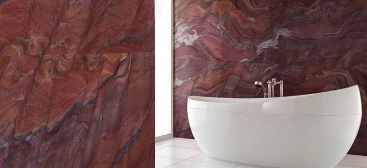 Fusion Red Quartzite bathroom wall